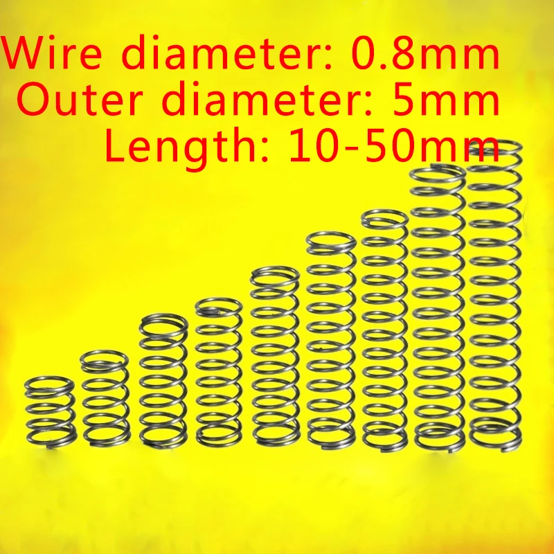 20pcs compression spring wire diameter 0.8mm outer diameter 5mm Stainless Steel Micro Small Compression spring length 10mm-50mm
20pcs compression spring wire diameter 0.8mm outer diameter 5mm Stainless Steel Micro Small Compression spring length 10mm-50mm