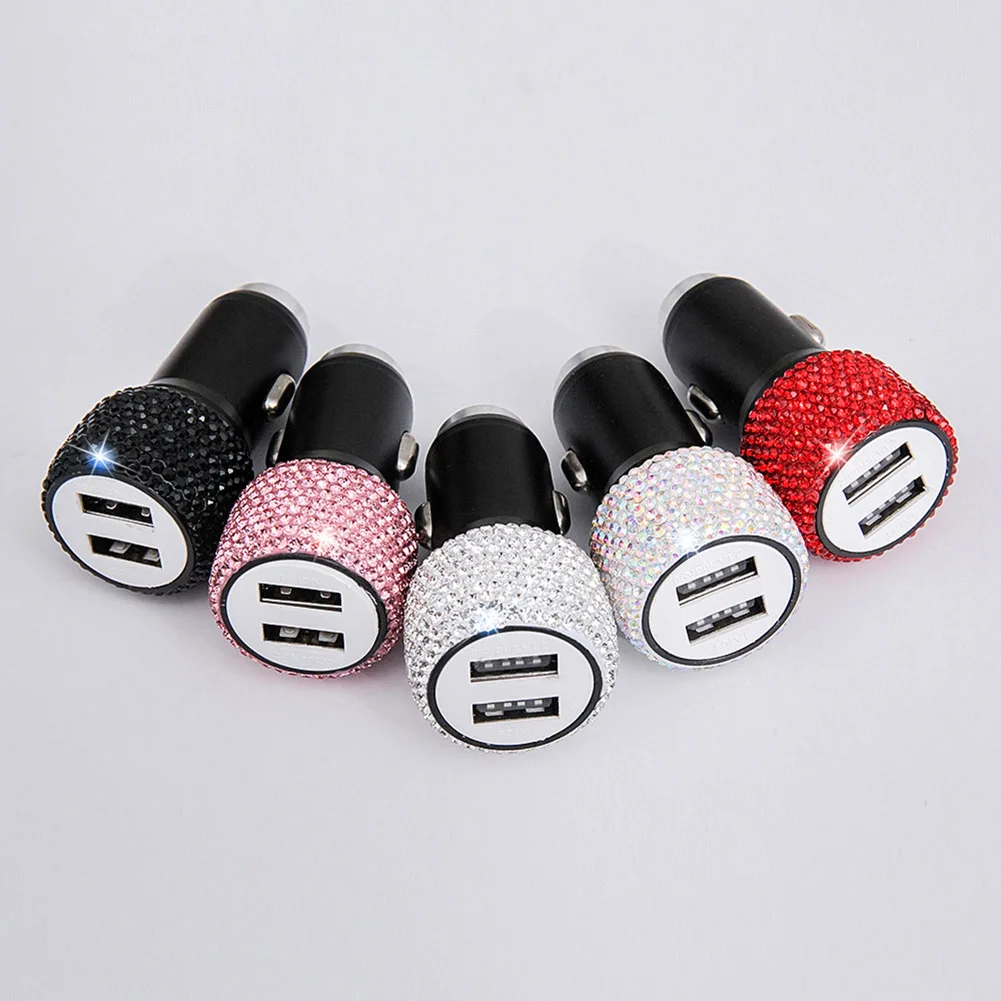 New High Quality Rhinestone Car Mobile Phone Charger Adapter Dual USB Fast Charging with Emergency Breaker Interior Decoration 7
New High Quality Rhinestone Car Mobile Phone Charger Adapter Dual USB Fast Charging with Emergency Breaker Interior Decoration 7