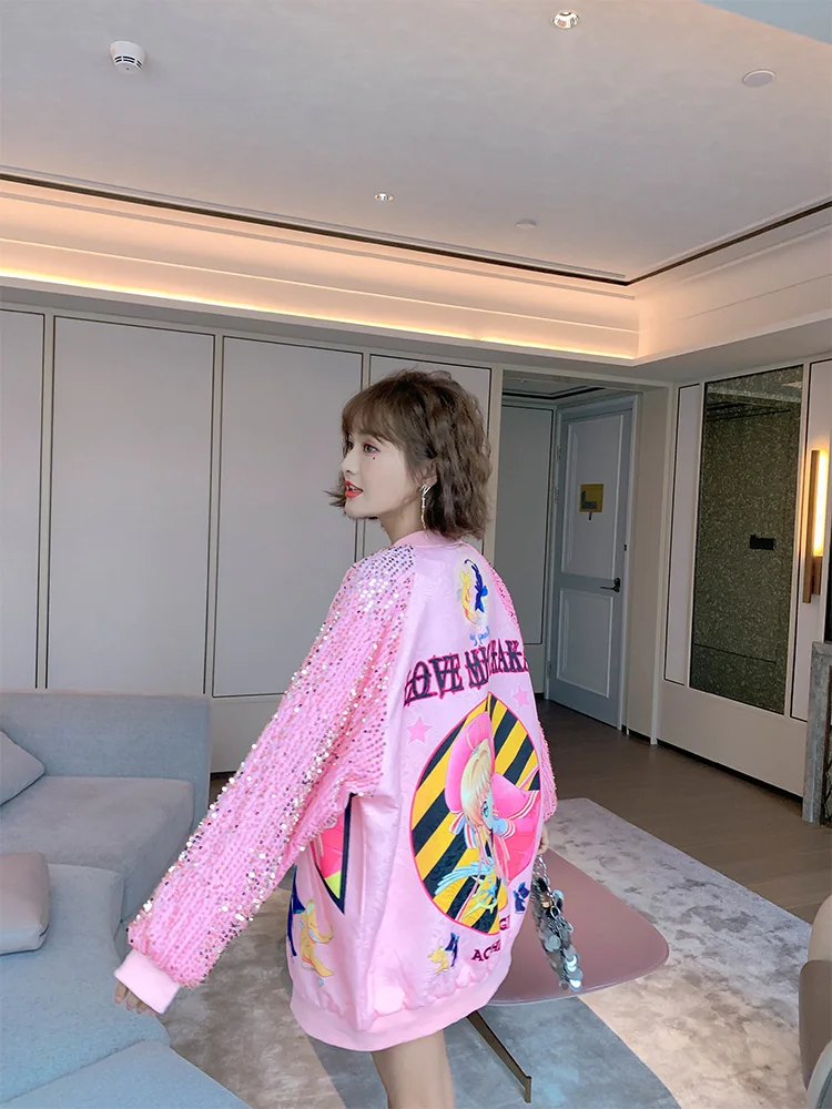 Thailand tide brand 2020 new foreign style printed sequin baseball suit loose mid-length chic jacket jacket female spring
Thailand tide brand 2020 new foreign style printed sequin baseball suit loose mid-length chic jacket jacket female spring