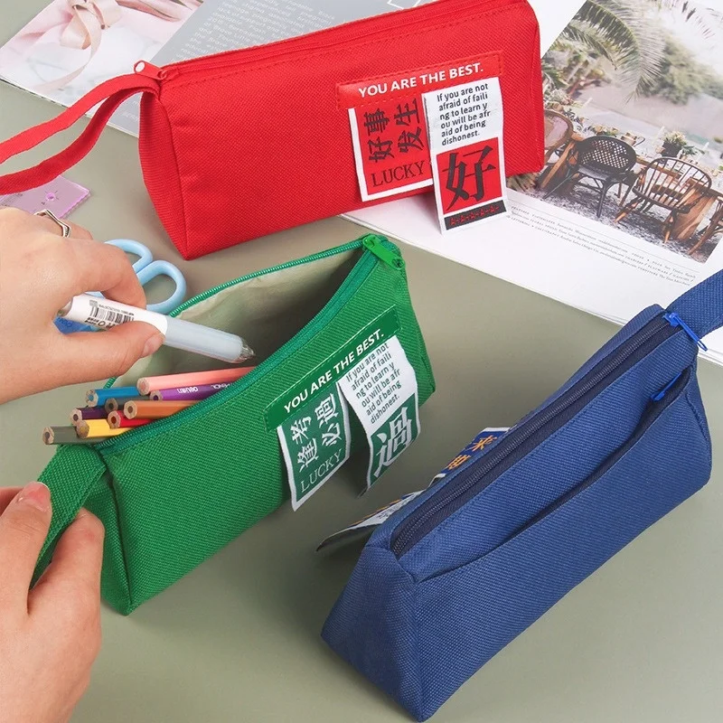 

Чехол для карандашей Lucky Text, вместительные мешки для ручек, креативная сумка для хранения карандашей для студентов, школьные канцелярские п...