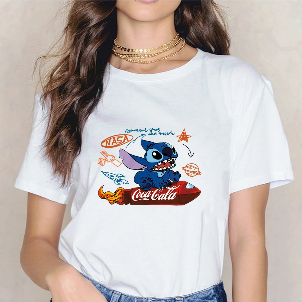 Rocket Stitch Ladies T-shirt Lilo&Stitch Disney Cartoon Tops for Women Summer Fashion Funny T Shirt Female White O-neck Tops Tee 
Rocket Stitch Ladies T-shirt Lilo&Stitch Disney Cartoon Tops for Women Summer Fashion Funny T Shirt Female White O-neck Tops Tee