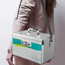 Safety protection first aid box aluminum alloy travel suitcase portable home visit medical kit storage toolbox shoulder handbag