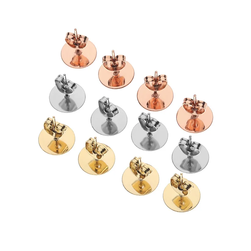 50PCS Stainless Steel Blank Post Earring Studs Base Fit Cabochon Cameo Settings Real Gold Plated Ear Back For DIY Jewelry Making
50PCS Stainless Steel Blank Post Earring Studs Base Fit Cabochon Cameo Settings Real Gold Plated Ear Back For DIY Jewelry Making