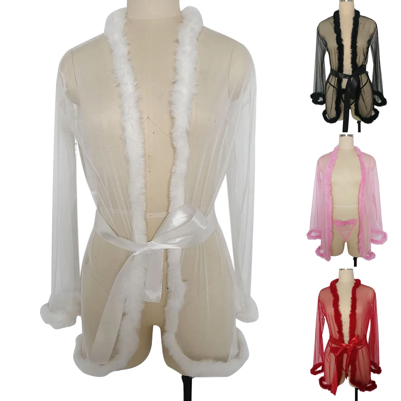 Ladies Sexy Sheer Tulle See Through Plush Short Pajamas Nightgown+T-back Nightwear Sleepwear Sexy Nightdres Sleepwea Femme
Ladies Sexy Sheer Tulle See Through Plush Short Pajamas Nightgown+T-back Nightwear Sleepwear Sexy Nightdres Sleepwea Femme