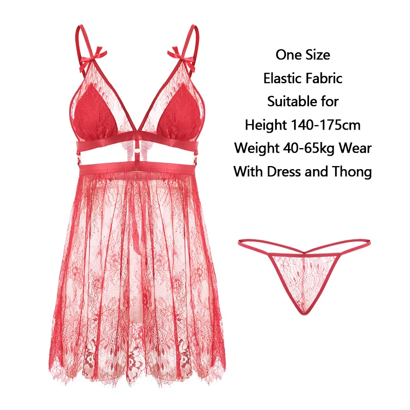 Female Lace Sleepwear Erotic Costumes Women Sexy Lingerie Set With Transparent Slip Dress Thong
Female Lace Sleepwear Erotic Costumes Women Sexy Lingerie Set With Transparent Slip Dress Thong