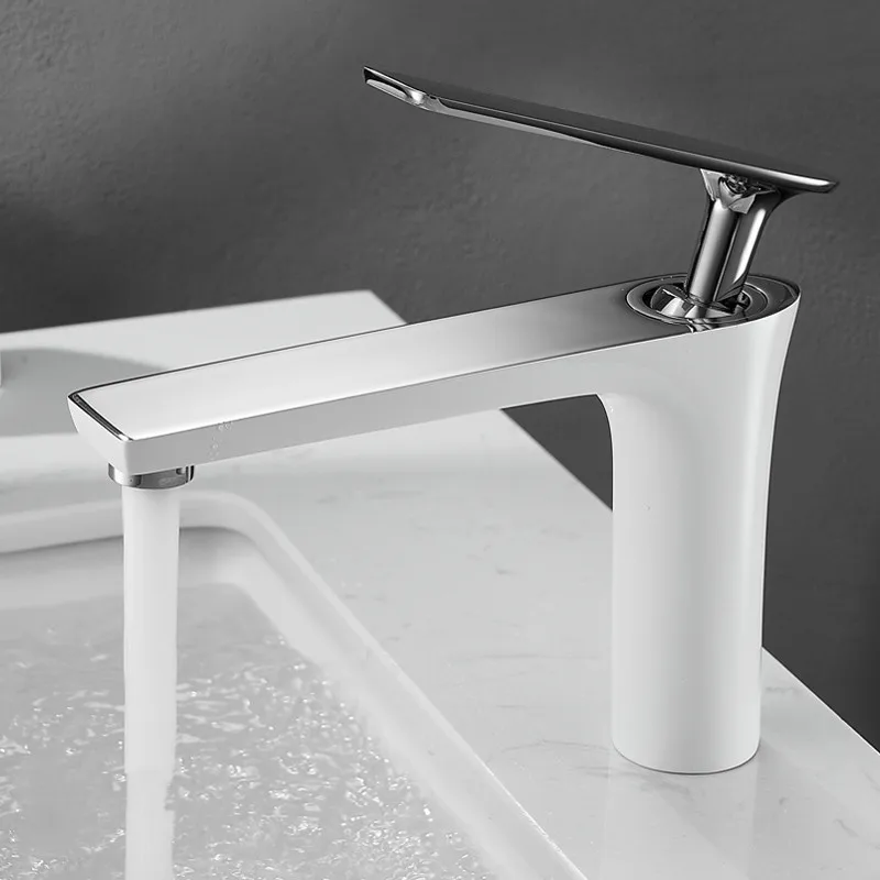 Белый хромированный смеситель для ванной комнаты, смесители для раковины, подвесной кран с одним отверстием, кран для ванной черного и золотого цвета 
Белый хромированный смеситель для ванной комнаты, смесители для раковины, подвесной кран с одним отверстием, кран для ванной черного и золотого цвета