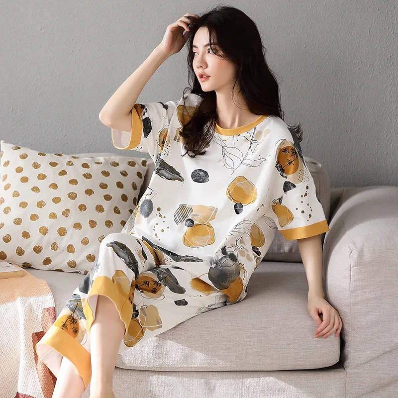 Pajamas Set Women Calf-length Students Loose Homewear Sleepwear Cartoon Lobely Lightweight New Comfortable Korean Style Leisure
Pajamas Set Women Calf-length Students Loose Homewear Sleepwear Cartoon Lobely Lightweight New Comfortable Korean Style Leisure