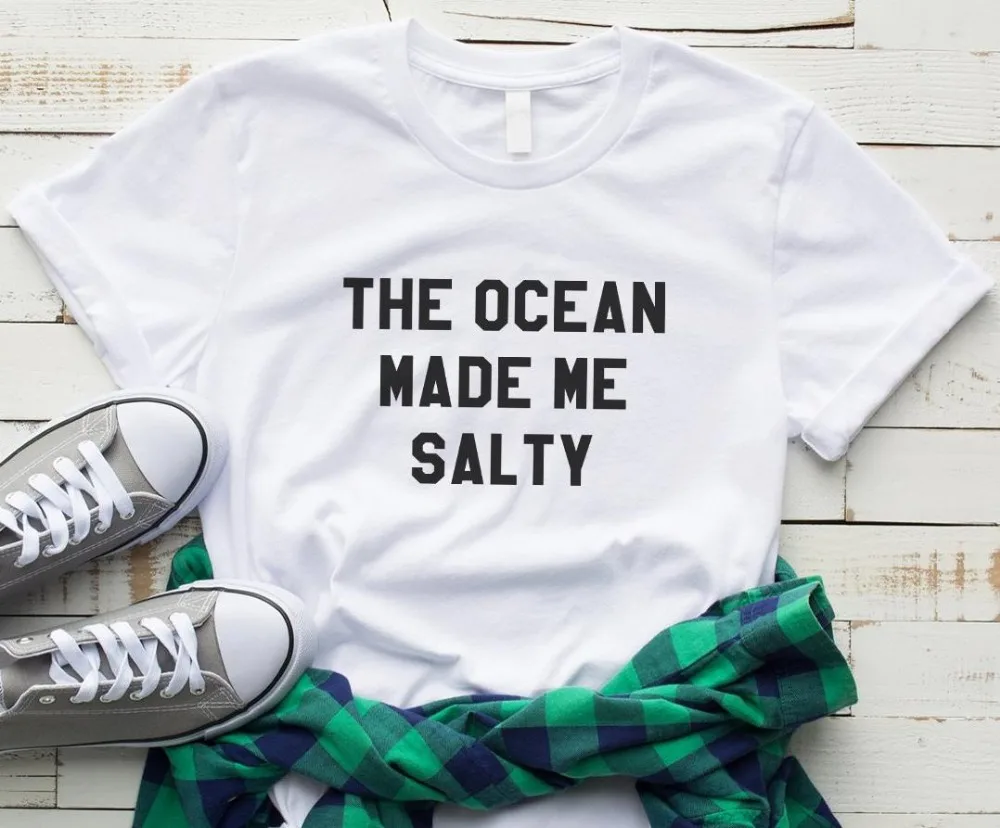 The Ocean Made Me Salty Women Tshirt Cotton Casual Funny T Shirt for Lady Yong Girl Top Tee Drop Ship
The Ocean Made Me Salty Women Tshirt Cotton Casual Funny T Shirt for Lady Yong Girl Top Tee Drop Ship