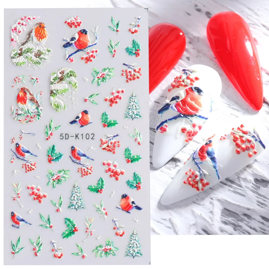Snowy Birds 5D Embossed Nail Stickers Decals Mistletoe Poinsettia Christmas Winter Nail Art Decorations Manicure Sliders TR5D-K
Snowy Birds 5D Embossed Nail Stickers Decals Mistletoe Poinsettia Christmas Winter Nail Art Decorations Manicure Sliders TR5D-K