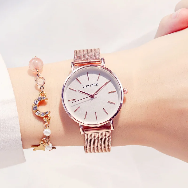 Rose Gold Luxury Fashion Women Watches Ulzzang Brand Stainless Steel Mesh Strap Ladies Wristwatches Simple Female Quartz Watch
Rose Gold Luxury Fashion Women Watches Ulzzang Brand Stainless Steel Mesh Strap Ladies Wristwatches Simple Female Quartz Watch