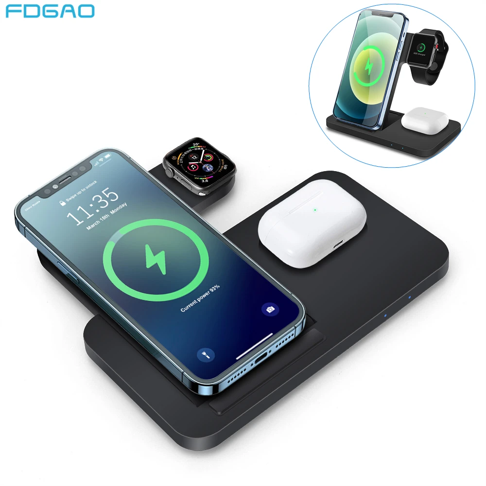 

Fast Wireless Charger For iPhone 14 13 12 11 XR XS 8 Apple Watch Chargers 3 in 1 Charging Dock Station for Airpods Pro iWatch 7