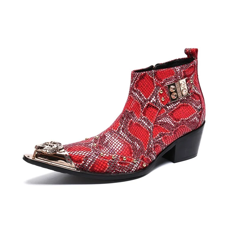 Western Cowboy Men's Boots Red Leather Ankle Boots Pointed Toe 3-5cm Red Party and Wedding Dress Boots Botas Hombre
Western Cowboy Men's Boots Red Leather Ankle Boots Pointed Toe 3-5cm Red Party and Wedding Dress Boots Botas Hombre