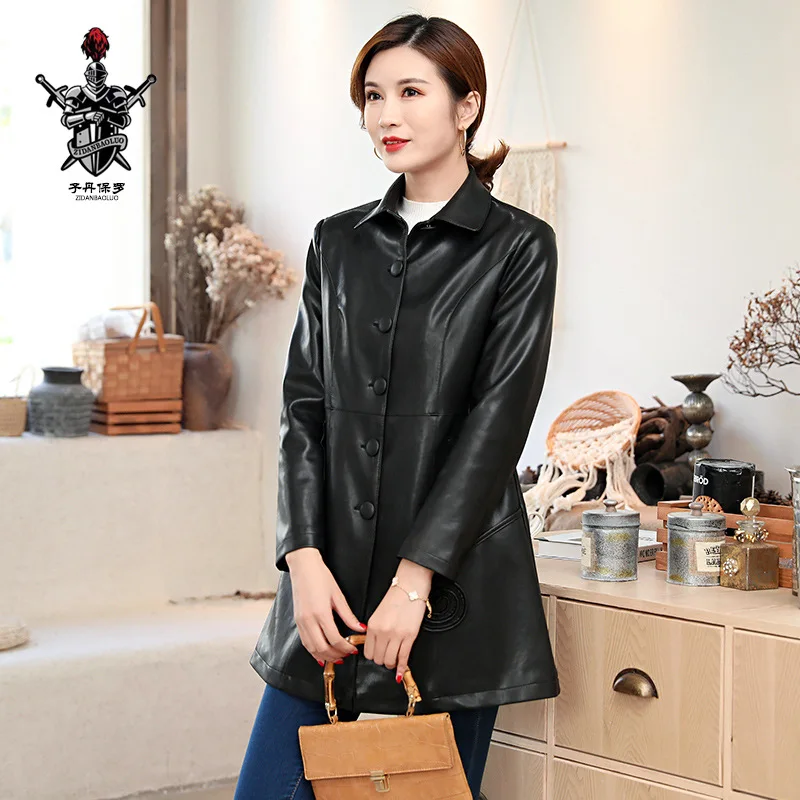 Spring and Autumn New Leather Women's PU Leather Mid-Length Lapel Thin Korean Version of Casual Slim-Fit Trench Coat
Spring and Autumn New Leather Women's PU Leather Mid-Length Lapel Thin Korean Version of Casual Slim-Fit Trench Coat
