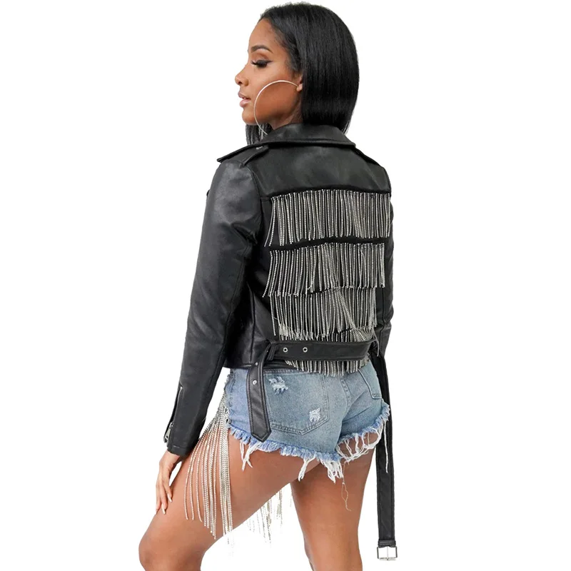 High Street Women Coll Solid PU Leather Jacket 2020 Autumn Chic Design Lady's Turn-Down Collar Full Sleeve Tassels Zipper Coats
High Street Women Coll Solid PU Leather Jacket 2020 Autumn Chic Design Lady's Turn-Down Collar Full Sleeve Tassels Zipper Coats