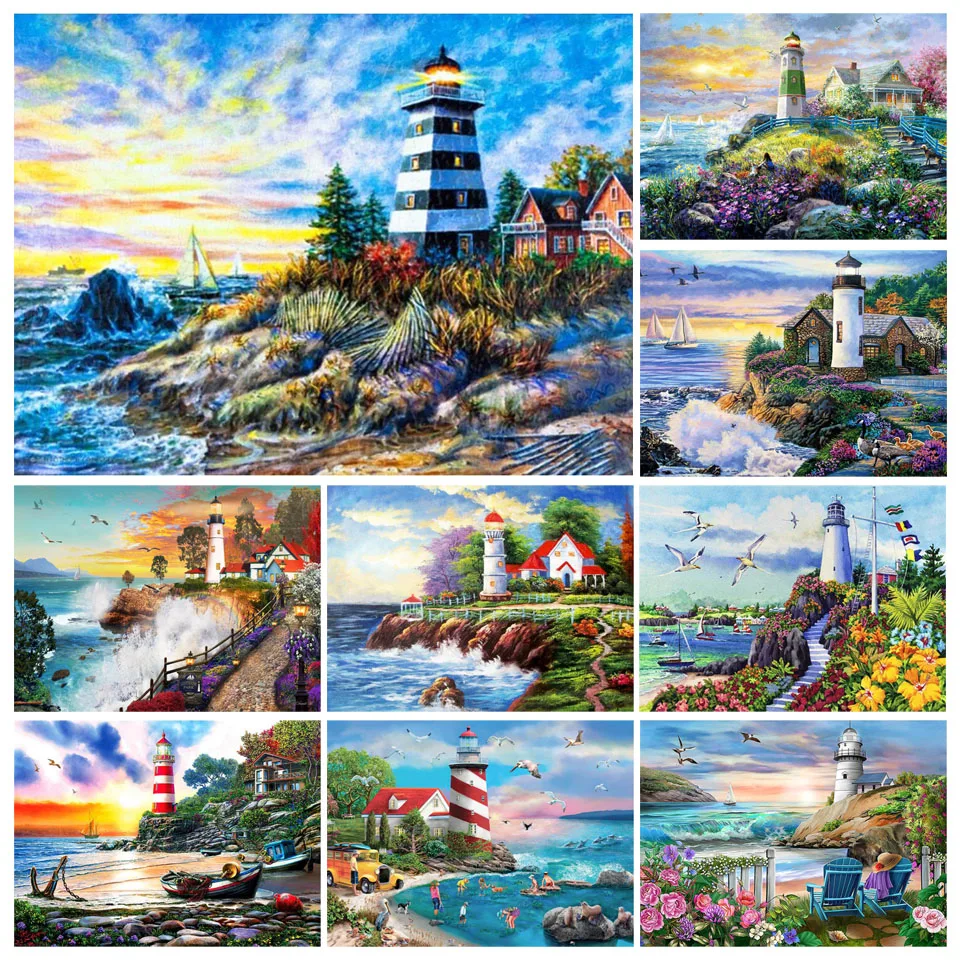 5D DIY Diamond Painting Landscape Lighthouse Seaside Square Diamond Embroidery Set Diamond Mosaic Art Picture Home Decoration
5D DIY Diamond Painting Landscape Lighthouse Seaside Square Diamond Embroidery Set Diamond Mosaic Art Picture Home Decoration