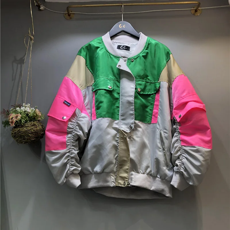 Spring Women's New Loose Color Matching Rivet Ruched Jacket Fashion All-matching Baseball Coat Female Casual Outwear Streetwear
Spring Women's New Loose Color Matching Rivet Ruched Jacket Fashion All-matching Baseball Coat Female Casual Outwear Streetwear