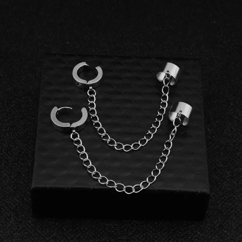 Jewelry Korean Hip Hop Titanium Steel Chain Threader Drop Cuff Earrings Unisex
Jewelry Korean Hip Hop Titanium Steel Chain Threader Drop Cuff Earrings Unisex