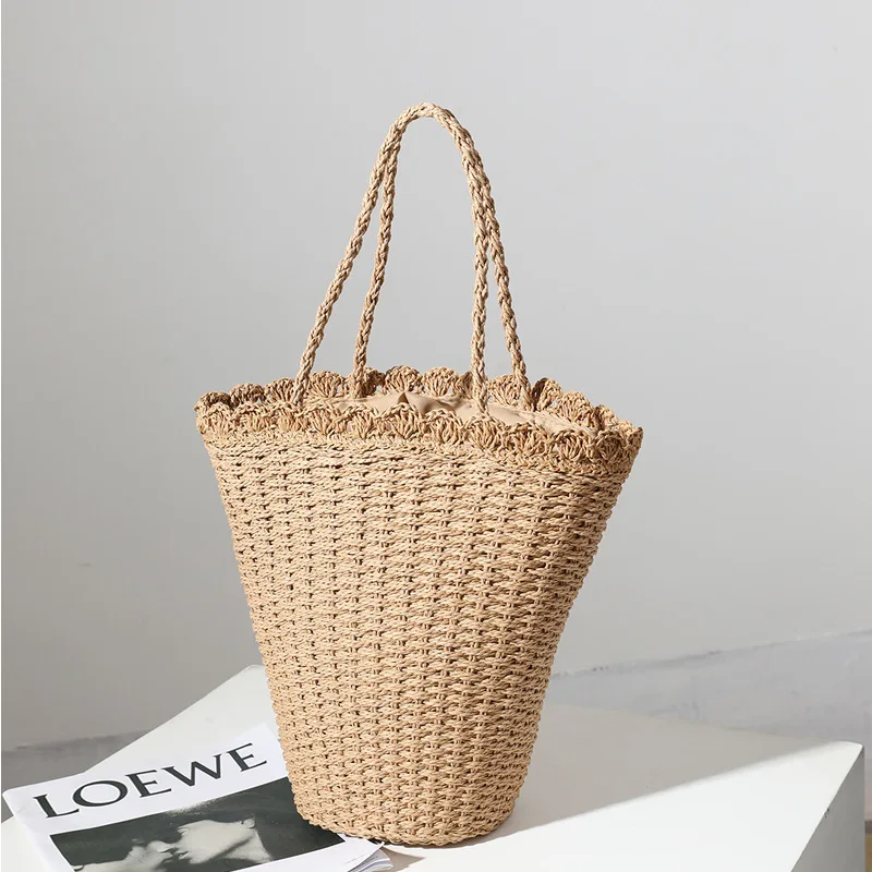 Casual Fan-shaped Straw Woven Women Shoulder Bags Large Capacity Bucket Tote Bags for Women Bohemia Beach Straw Women's Handbags
Casual Fan-shaped Straw Woven Women Shoulder Bags Large Capacity Bucket Tote Bags for Women Bohemia Beach Straw Women's Handbags