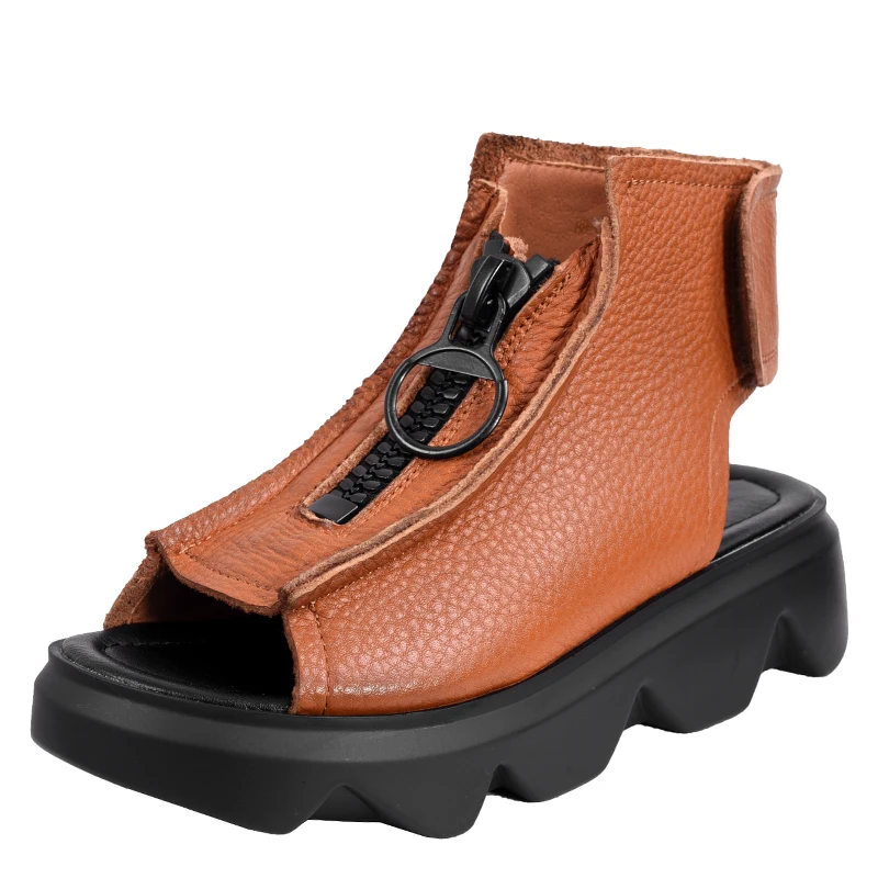 Cowhide Platform Wedge Cuffed Muffin Leather Ethnic sen xi Retro Fish Mouth Front Zipper High Sandals wedges shoes for women
Cowhide Platform Wedge Cuffed Muffin Leather Ethnic sen xi Retro Fish Mouth Front Zipper High Sandals wedges shoes for women