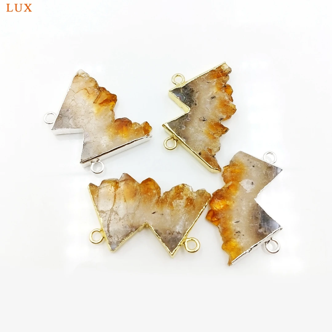 Natural Yellow Citrine Mountain pendant Women Necklace Gold Plate Diplopore Connectors Raw Quartz Slice Gemstone Pendant Jewelry
Natural Yellow Citrine Mountain pendant Women Necklace Gold Plate Diplopore Connectors Raw Quartz Slice Gemstone Pendant Jewelry