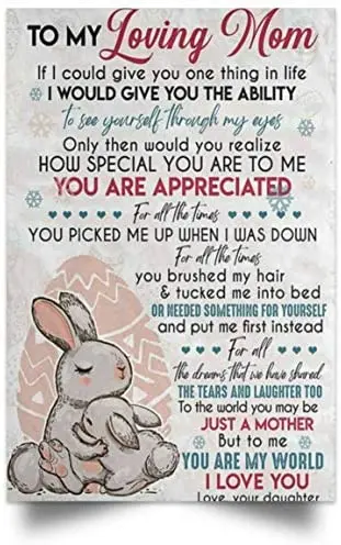to My Loving Mom Rabbit Poster Retro Tin Sign for Street Garage Wall Decoration Crafts Metal Tin Sign 8x12inch
to My Loving Mom Rabbit Poster Retro Tin Sign for Street Garage Wall Decoration Crafts Metal Tin Sign 8x12inch