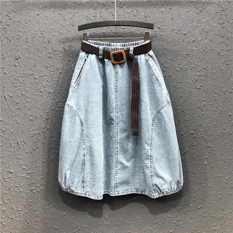 spring autumn new mid-length skirt European goods trendy elastic high waist slimming flower bud skirt large denim skirt women
spring autumn new mid-length skirt European goods trendy elastic high waist slimming flower bud skirt large denim skirt women