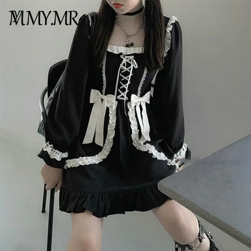 Japanese Lolita Gothic Dress Girl Patchwork Vintage Designer Mini Dress Japan Style Kawaii Clothes Fall Dresses for Women 2021
Japanese Lolita Gothic Dress Girl Patchwork Vintage Designer Mini Dress Japan Style Kawaii Clothes Fall Dresses for Women 2021