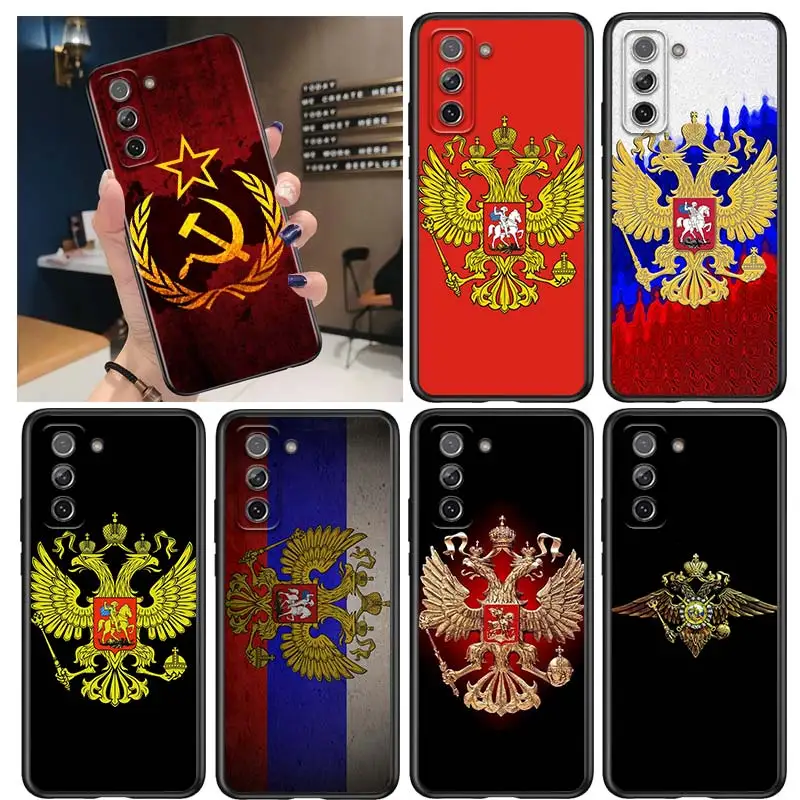 Российский флаг Национальная эмблема для Samsung Galaxy S21 Ultra Plus Note 20 10 9 8 S10 S9 S8 S7 S6 Edge