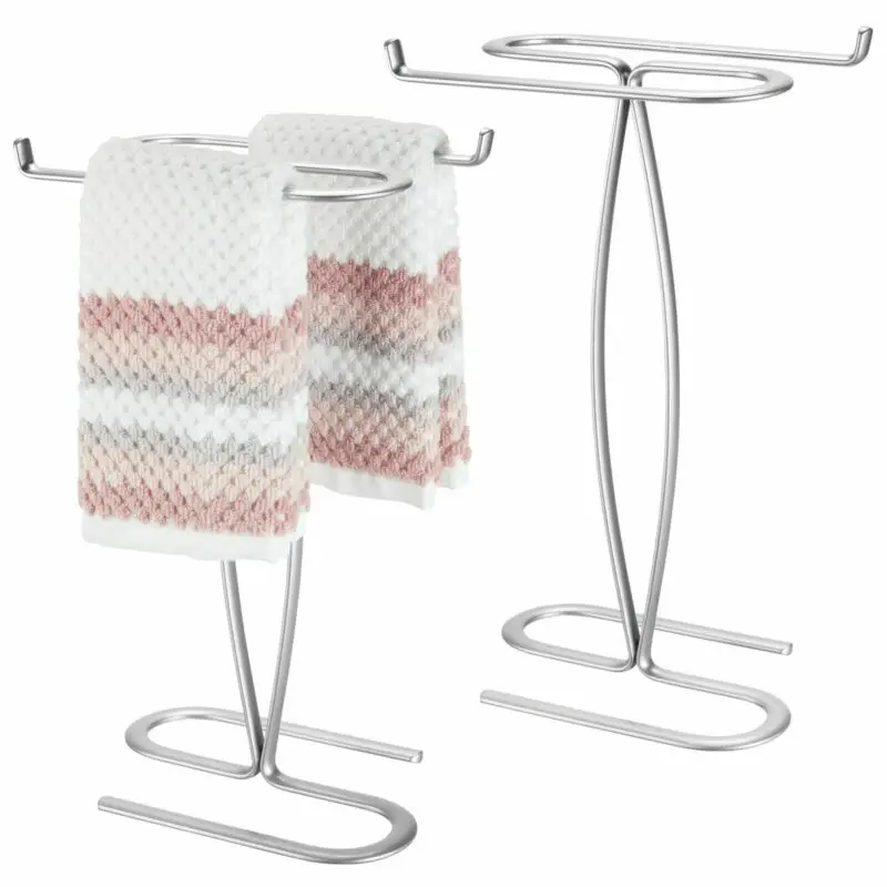 mDesign Metal Hand Towel Holder Stand for Bath Vanity Countertop, 2 Pack, Chrome
mDesign Metal Hand Towel Holder Stand for Bath Vanity Countertop, 2 Pack, Chrome