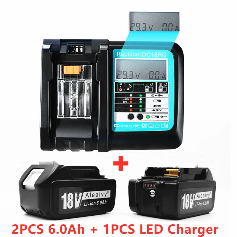 NEW With LCD Charger Rechargeable Battery 18 V 6000mAh Lithium ion for Makita 18v Battery 6Ah BL1840 BL1850 BL1830 BL1860 LXT400 
NEW With LCD Charger Rechargeable Battery 18 V 6000mAh Lithium ion for Makita 18v Battery 6Ah BL1840 BL1850 BL1830 BL1860 LXT400