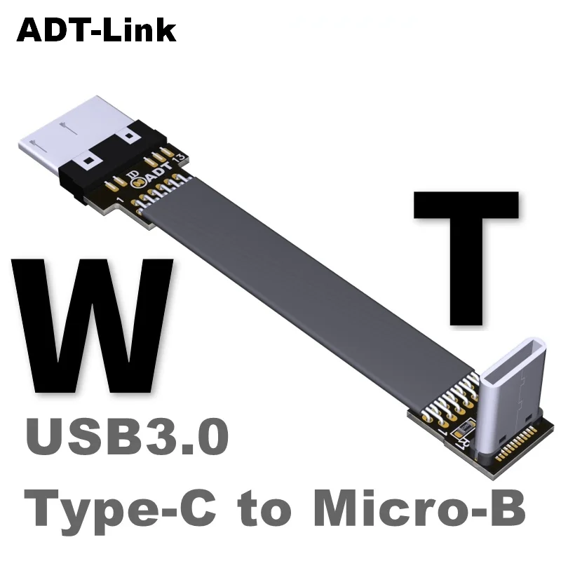 Кабель Micro-B короткий USB C для жесткого диска 1 фут плоский ленточный кабель 3 Micro B 10