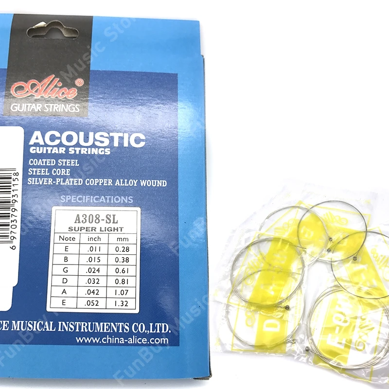 20Set Alice A308 Acoustic Guitar Strings Sliver Plated Copper Alloy Wound Strings 1st-6th Strings 
20Set Alice A308 Acoustic Guitar Strings Sliver Plated Copper Alloy Wound Strings 1st-6th Strings