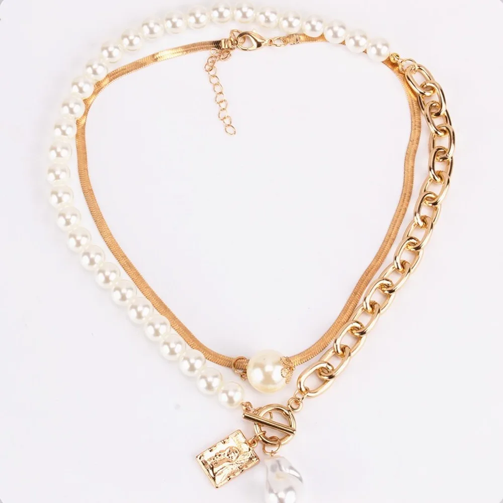 Women Retro Multilayer Pearl Geometric Pendant Necklace Ladies Metal Portrait Snake Chain Necklace New Design Jewelry Gift
Women Retro Multilayer Pearl Geometric Pendant Necklace Ladies Metal Portrait Snake Chain Necklace New Design Jewelry Gift