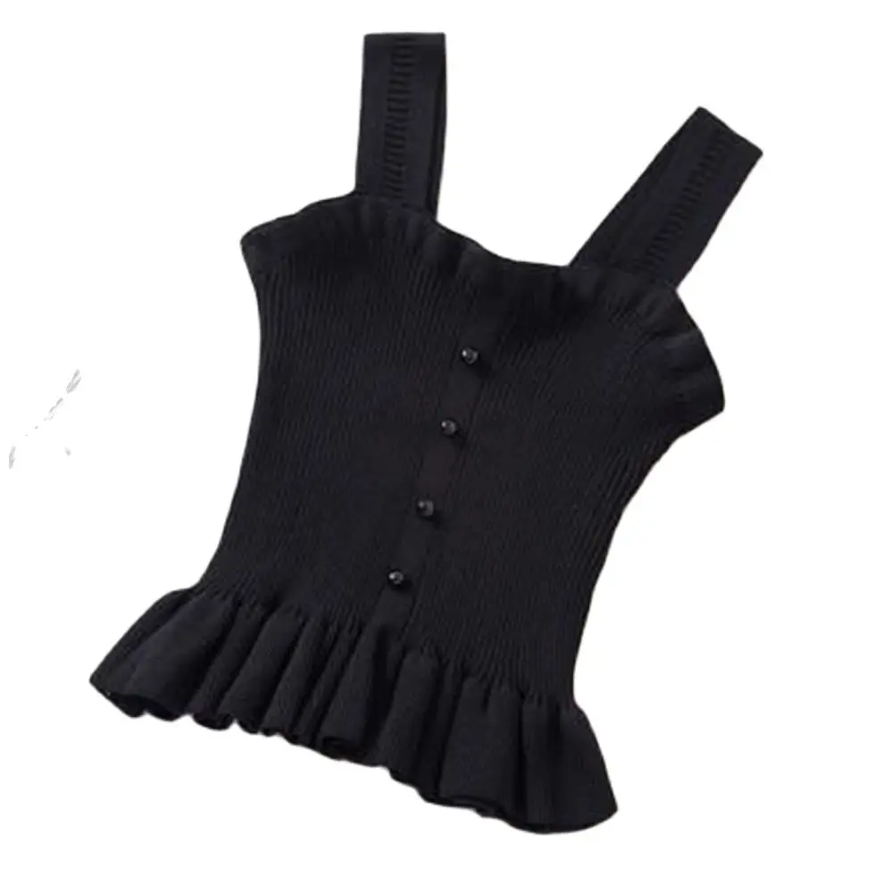 Diary Summer Single-Breasted Slimming Short Knit Camisole Bottoming Shirt Womens Tank Top Flounce Hem Sleeveless Sweater Button
Diary Summer Single-Breasted Slimming Short Knit Camisole Bottoming Shirt Womens Tank Top Flounce Hem Sleeveless Sweater Button