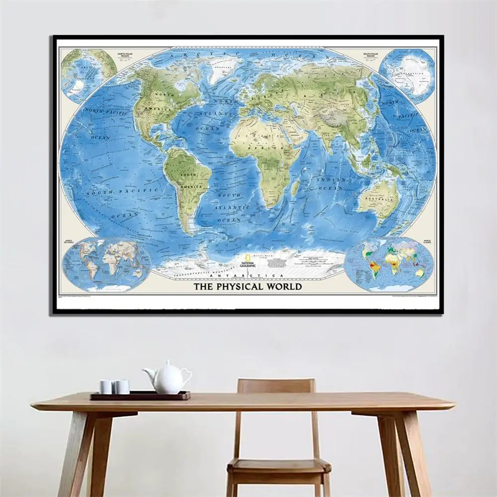 The World Physical Map Spray Camvas Painting Canvas Home Wall Decor Crafts 150x225cm For Office And Study Room
The World Physical Map Spray Camvas Painting Canvas Home Wall Decor Crafts 150x225cm For Office And Study Room