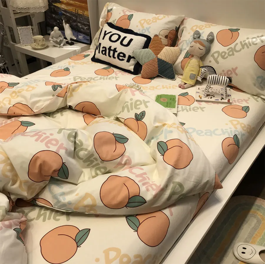 Fashion pastoral fruits peach bedding set single double,cotton twin full queen home textile bed sheet pillow case quilt cover
Fashion pastoral fruits peach bedding set single double,cotton twin full queen home textile bed sheet pillow case quilt cover
