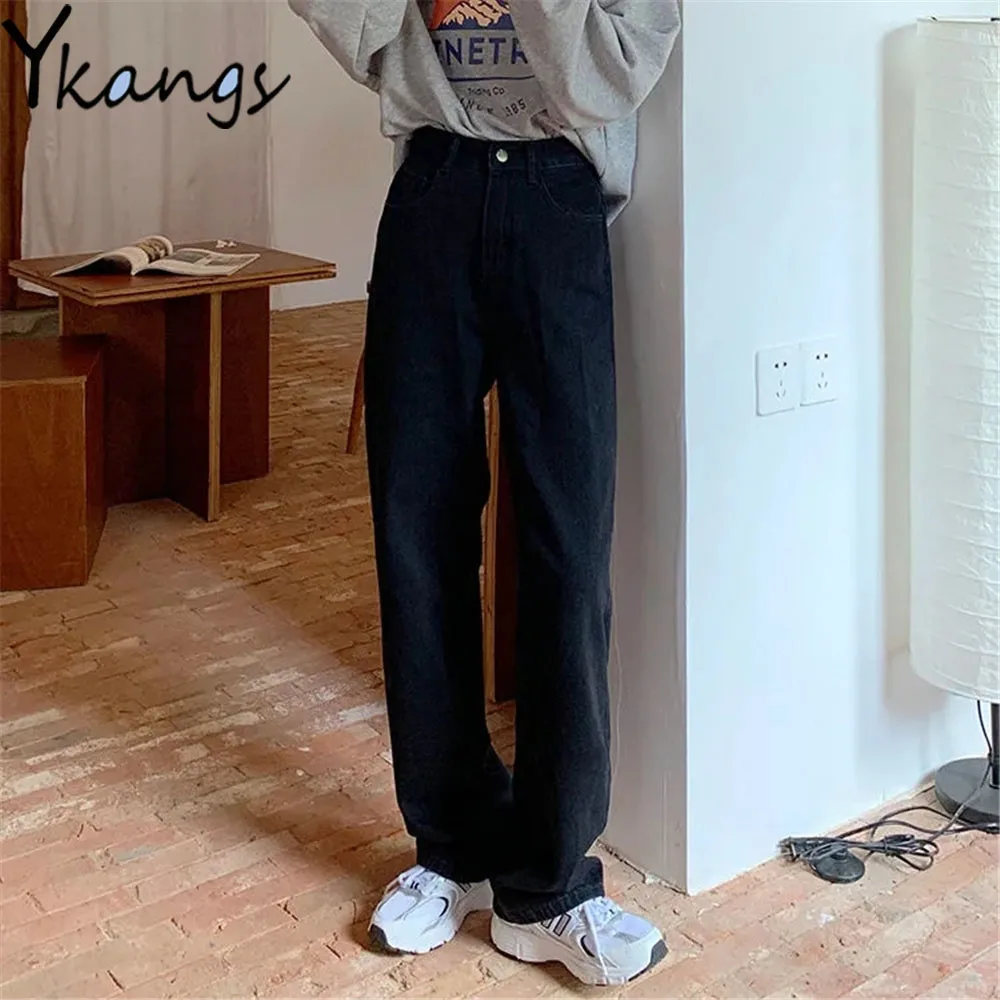 Jeans Women Black High Waist Classic Wide Leg Denim Pants Simple Solid Color Harajuku Baggy Vintage Straight Trousers Streetwear
Jeans Women Black High Waist Classic Wide Leg Denim Pants Simple Solid Color Harajuku Baggy Vintage Straight Trousers Streetwear