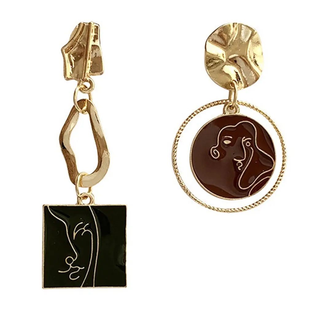 European And American S925 Silver Needle Retro Girl Face Oil Painting Earrings Asymmetric Metal Earrings For Female
European And American S925 Silver Needle Retro Girl Face Oil Painting Earrings Asymmetric Metal Earrings For Female