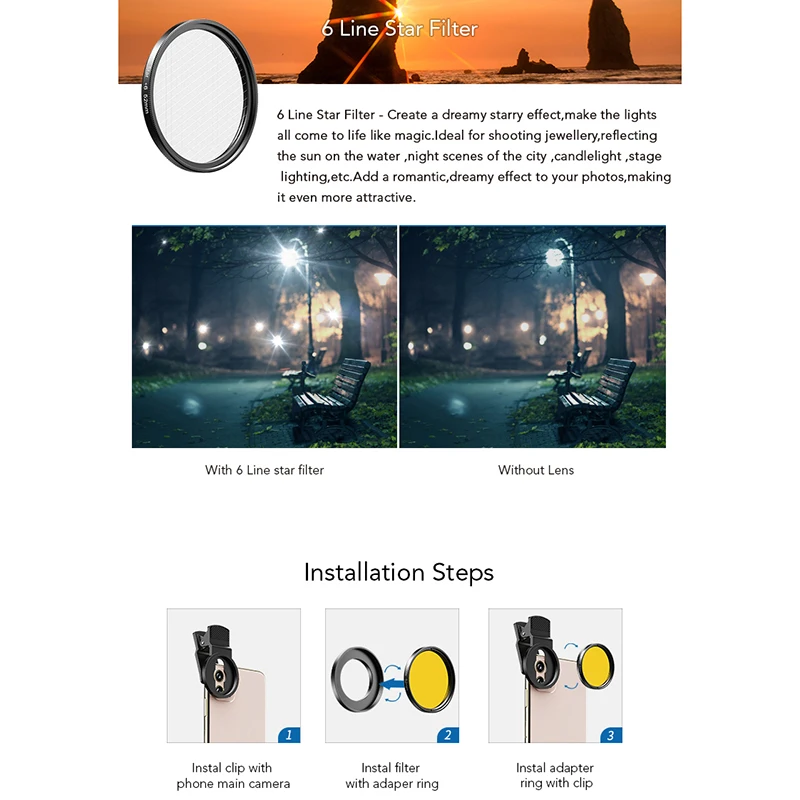 APEXEL 52mm 7In1 Full Filter Lens Kit ND CPL Star Full Red Yellow Color Camera Lens Filter for Canon All Smartphones APL-52UV-7F
APEXEL 52mm 7In1 Full Filter Lens Kit ND CPL Star Full Red Yellow Color Camera Lens Filter for Canon All Smartphones APL-52UV-7F