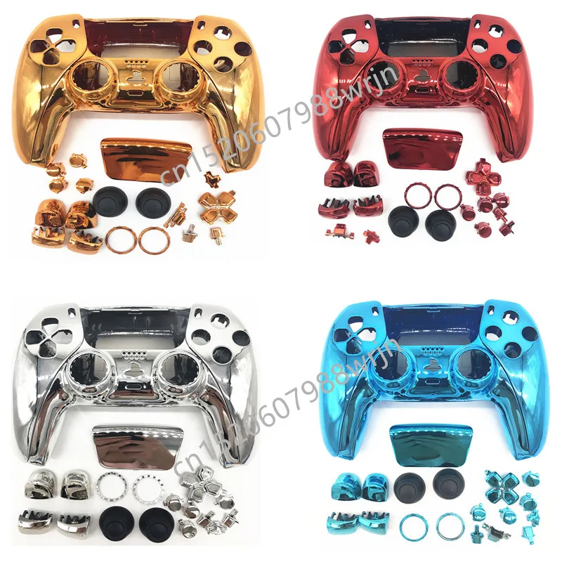 

For Sony Playstation 5 PS5 Controller Gamepad Custom Chrome Plating Housing Hard Shell Cover Faceplate Case Skin Repair Mod Kit