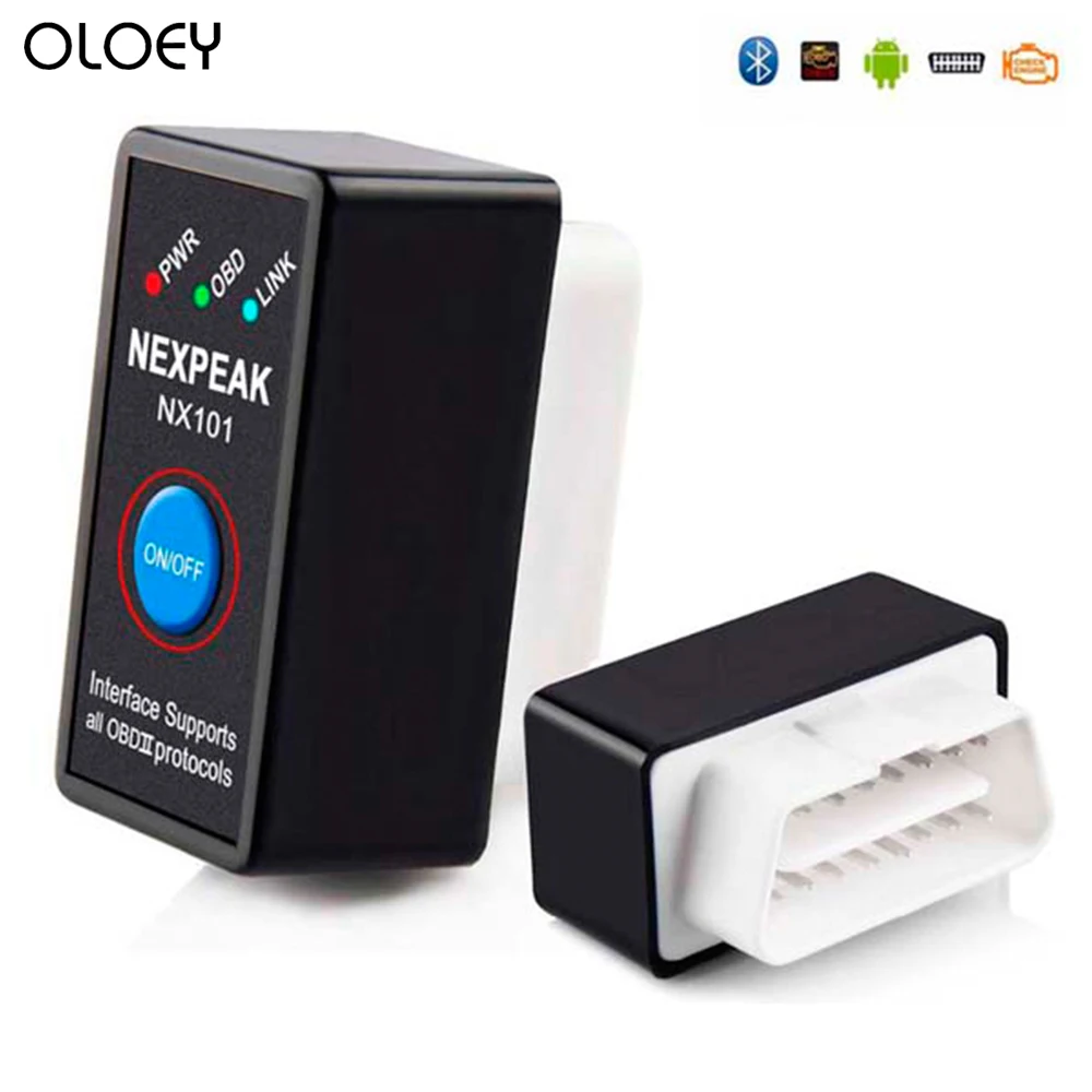 Фото Автомобильный считыватель кодов OLOEY NX101 Elm327 Bluetooth V1.5 мини сканер OBD2 для автомобиля