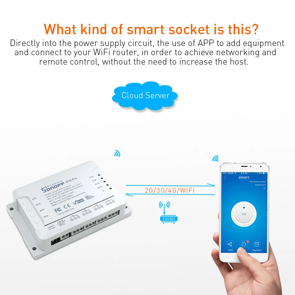 SONOFF 4ch pro r2 4 канала/банда 10А WIFI RF 433 МГц пульт дистанционного управления Блокировка
