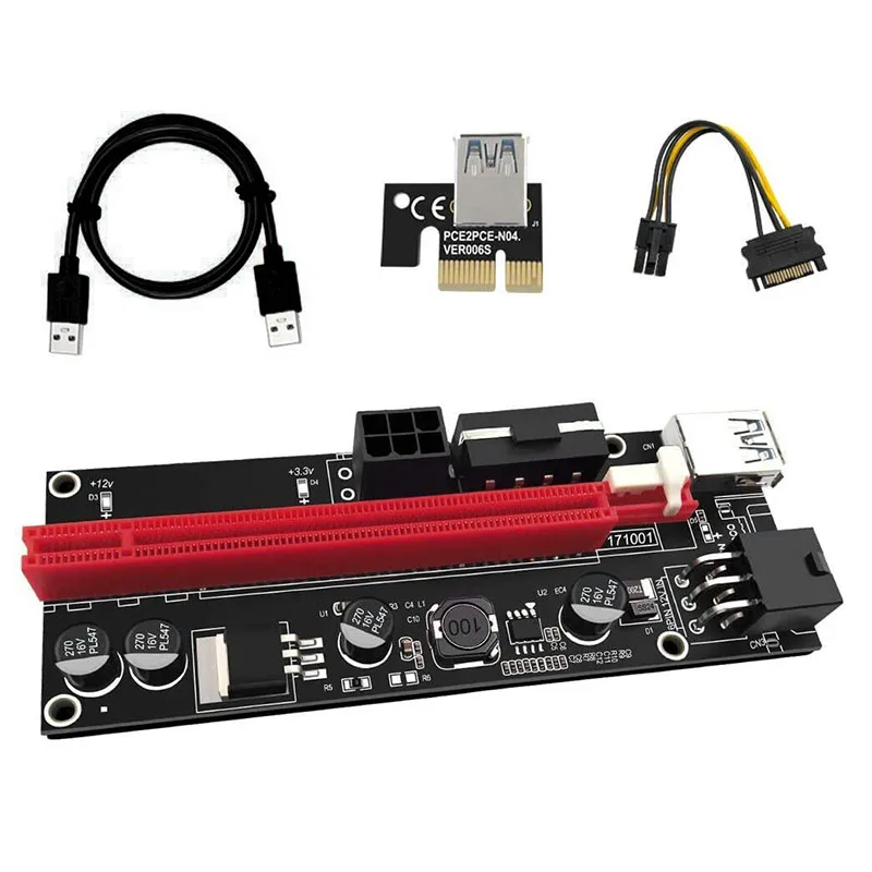 6Pcs Ver009 USB 3.0 Pci-E Riser Ver 009S Express 1X 4X 8X 16X Extender Riser Adapter Card Sata 15Pin to 6Pin Power Cable
6Pcs Ver009 USB 3.0 Pci-E Riser Ver 009S Express 1X 4X 8X 16X Extender Riser Adapter Card Sata 15Pin to 6Pin Power Cable