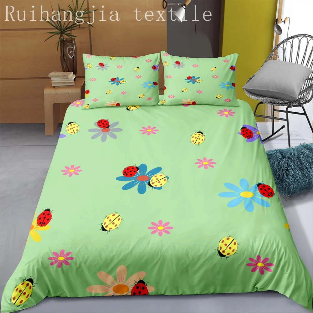 Green Ladybug Bedding Set 3D Printing Duvet Cover 2/3Pcs Comforter Cove Designer Designed Kids Bedroom Set
Green Ladybug Bedding Set 3D Printing Duvet Cover 2/3Pcs Comforter Cove Designer Designed Kids Bedroom Set