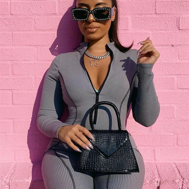 Rib Gray Femal Winter Jumpsuit Bodycon Elegant Long Sleeve Romper Women Jumpsuit Skinny Striped O Neck Overalls 2019 
Rib Gray Femal Winter Jumpsuit Bodycon Elegant Long Sleeve Romper Women Jumpsuit Skinny Striped O Neck Overalls 2019
