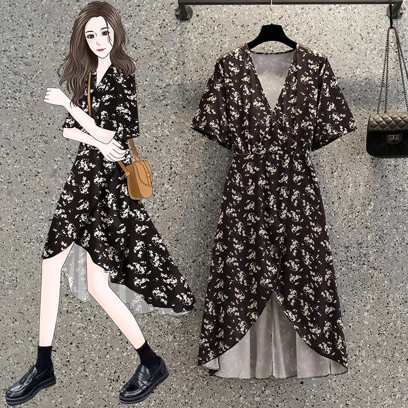 EHQAXIN Summer New Large Size Women's Floral Chiffon Dress Fashion Korean V-Neck Loose French Pullover Long Dresses Female L-4XL
EHQAXIN Summer New Large Size Women's Floral Chiffon Dress Fashion Korean V-Neck Loose French Pullover Long Dresses Female L-4XL