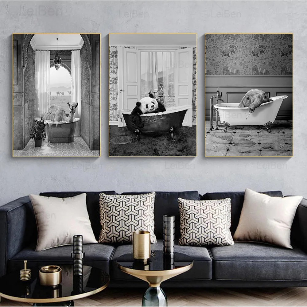 Abstract Canvas Painting Animal Art Poster Giraffe Elephant Alpaca Panda In Bathtub Nordic Pictures Home Decoration for Bathroom
Abstract Canvas Painting Animal Art Poster Giraffe Elephant Alpaca Panda In Bathtub Nordic Pictures Home Decoration for Bathroom