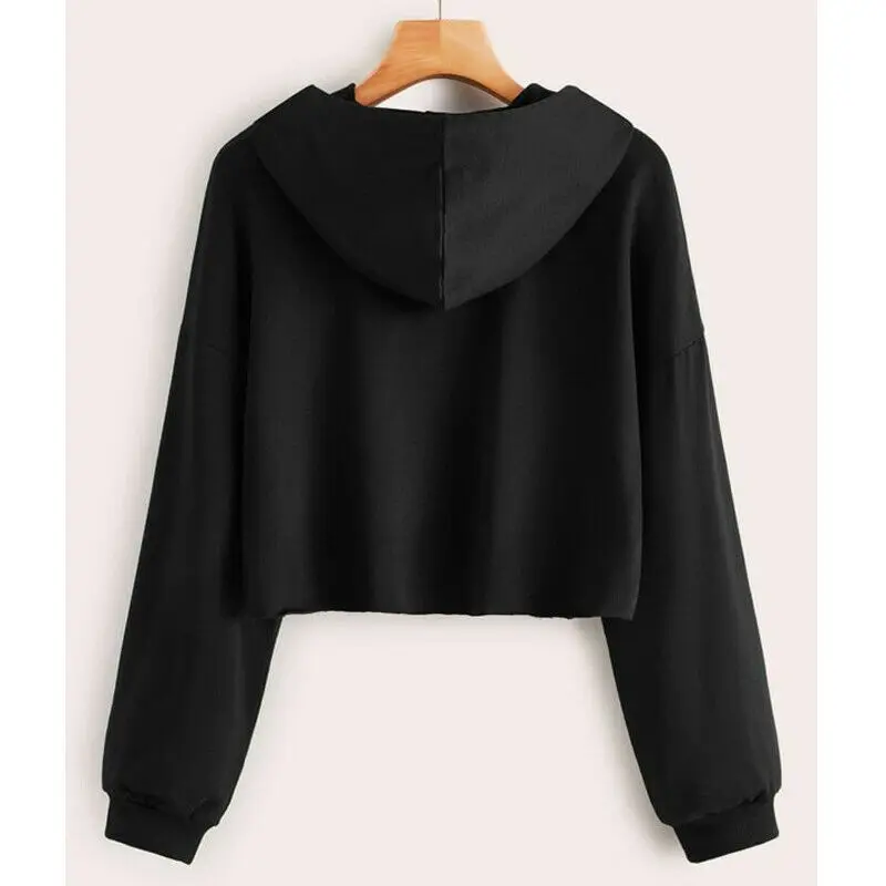 2020 Women Cropped Top Sweatershirt Long Sleeve Pullover Graphic Print Hoodie Sweatshirt Autumn Loose Black Hoodies
2020 Women Cropped Top Sweatershirt Long Sleeve Pullover Graphic Print Hoodie Sweatshirt Autumn Loose Black Hoodies