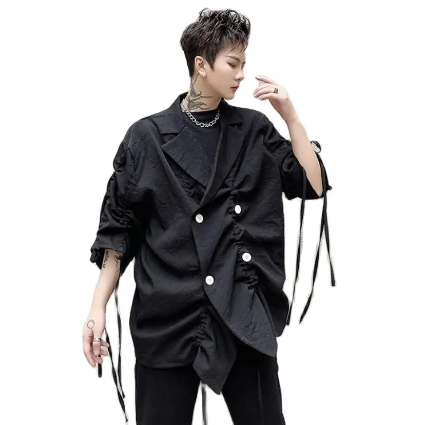 2021 Spring Summer Black Double Breasted Blazer Men Casual Pleated Suit Jackets Singer Punk Stage Costume Homme
2021 Spring Summer Black Double Breasted Blazer Men Casual Pleated Suit Jackets Singer Punk Stage Costume Homme