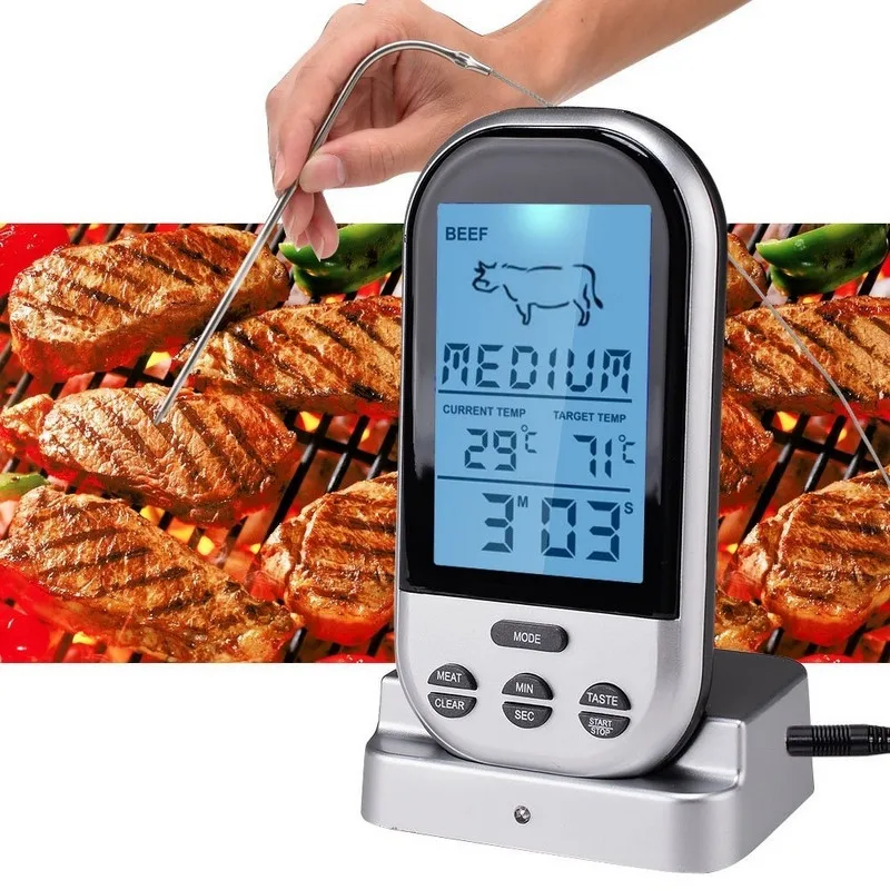 Digital BBQ Thermometers Wireless Thermometer Timer Oven Grill Meat Cooking Remote Barbecue Meter Household Probe Kitchen Tool
Digital BBQ Thermometers Wireless Thermometer Timer Oven Grill Meat Cooking Remote Barbecue Meter Household Probe Kitchen Tool